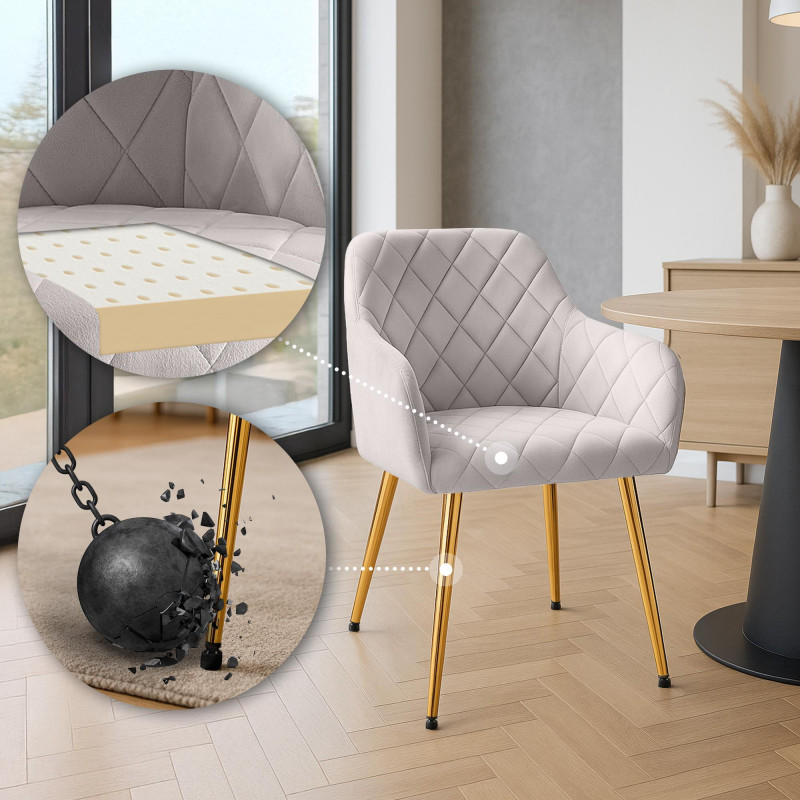 Chaise de salle à manger Monett, velours gris G