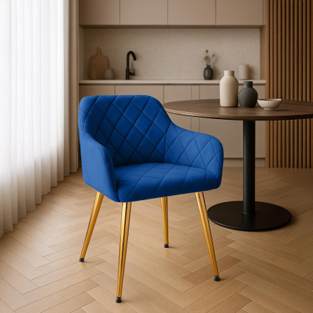 Chaise de salle à manger Monett, velours G, bleu foncé
