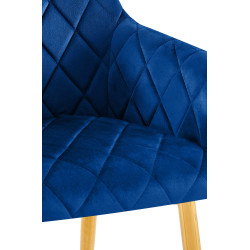 Chaise de salle à manger Monett, velours G, bleu foncé