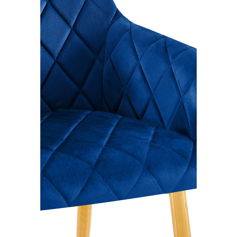 Chaise de salle à manger Monett, velours G, bleu foncé