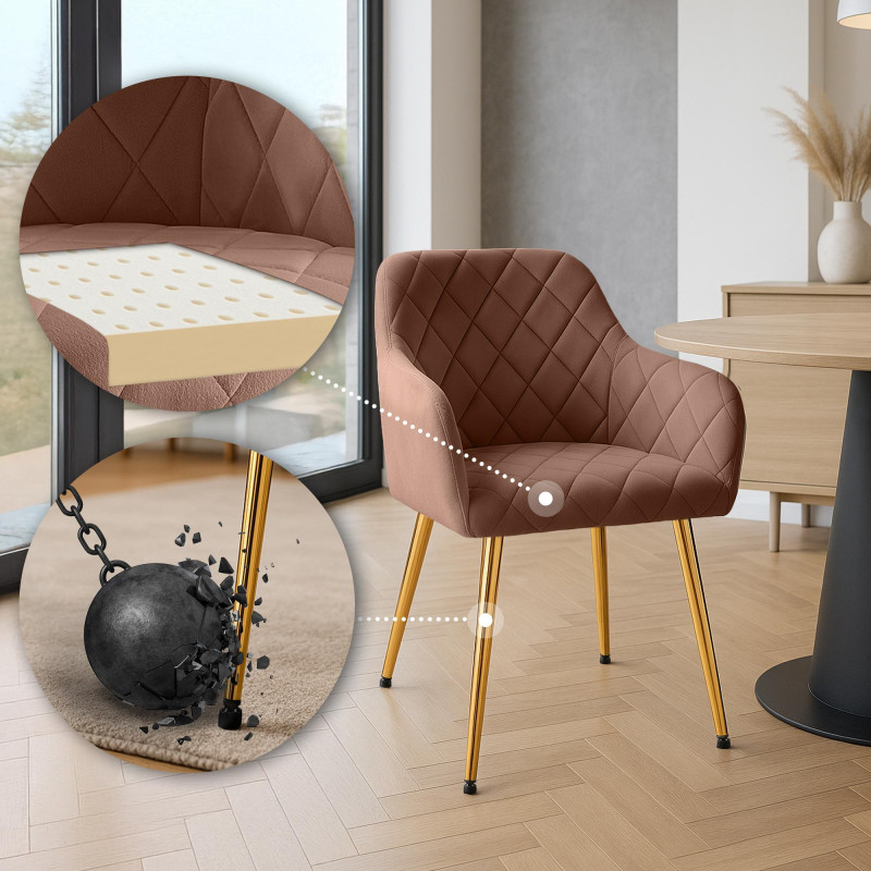 Chaise de salle à manger Monett, velours G, marron