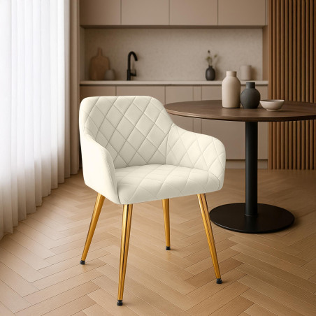 Chaise de salle à manger Monett, velours G, crème