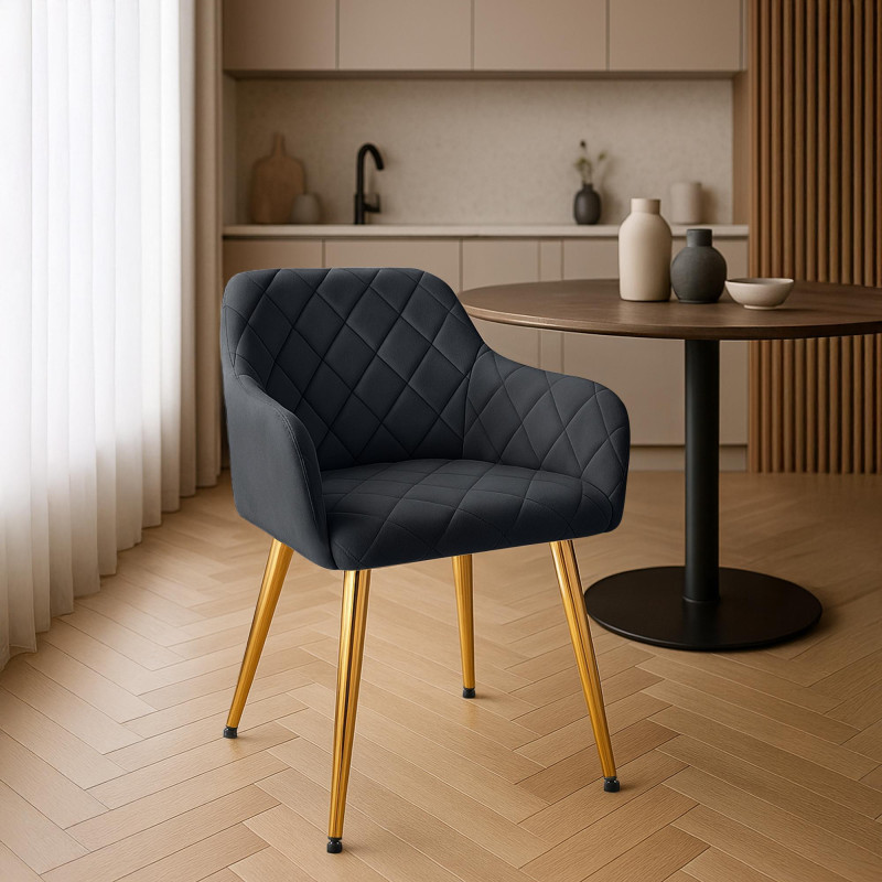 Chaise de salle à manger Monett, velours G, noire