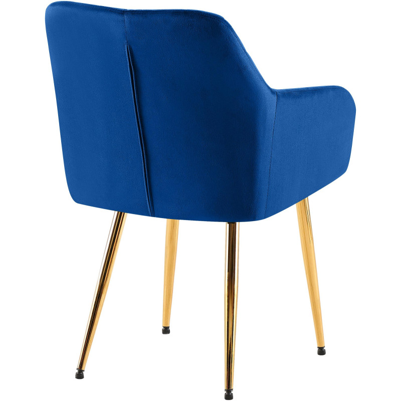 Ensemble de 2 chaises de salle à manger Monett, velours, bleu foncé