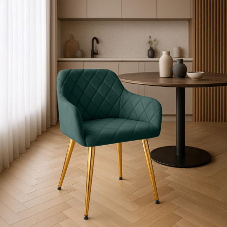Ensemble de 2 chaises de salle à manger Monett en velours vert G