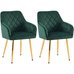 Ensemble de 2 chaises de salle à manger Monett en velours vert G
