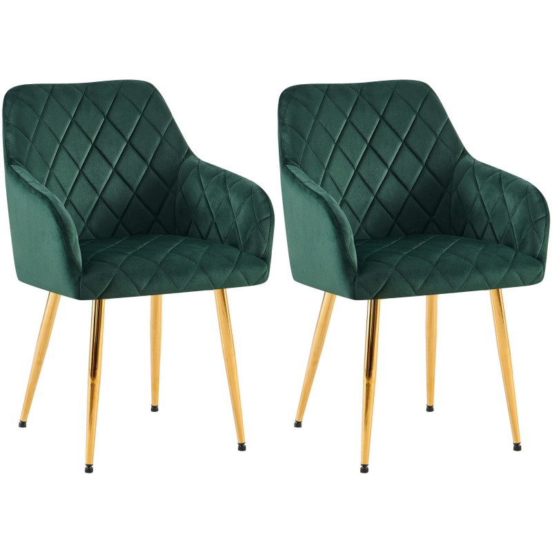 Ensemble de 2 chaises de salle à manger Monett en velours vert G
