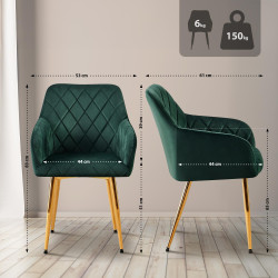 Ensemble de 2 chaises de salle à manger Monett en velours vert G