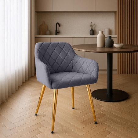 Ensemble de 2 chaises de salle à manger Monett, velours, gris foncé