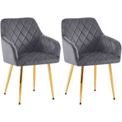 Ensemble de 2 chaises de salle à manger Monett, velours, gris foncé