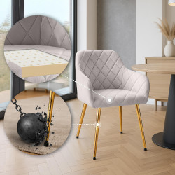 Ensemble de 2 chaises de salle à manger Monett, velours, gris