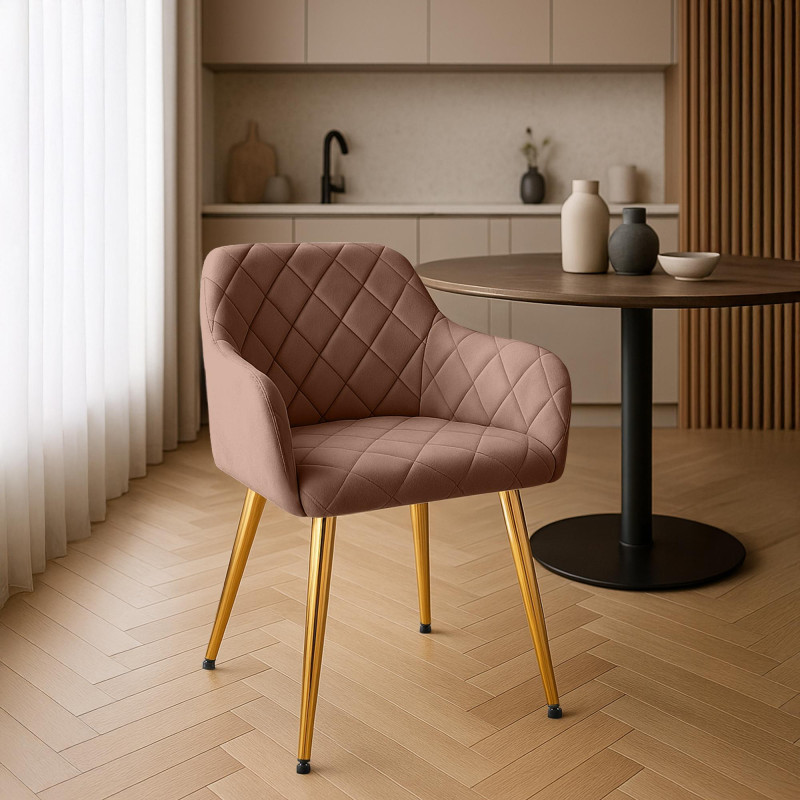 Ensemble de 2 chaises de salle à manger Monett, velours, marron