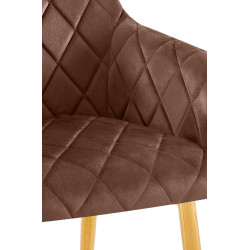 Ensemble de 2 chaises de salle à manger Monett, velours, marron