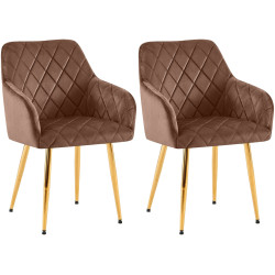 Ensemble de 2 chaises de salle à manger Monett, velours, marron