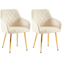 Ensemble de 2 chaises de salle à manger Monett en velours crème.