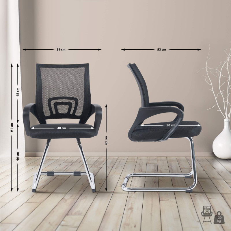 Lot de 2 chaises visiteurs Eureka, noires