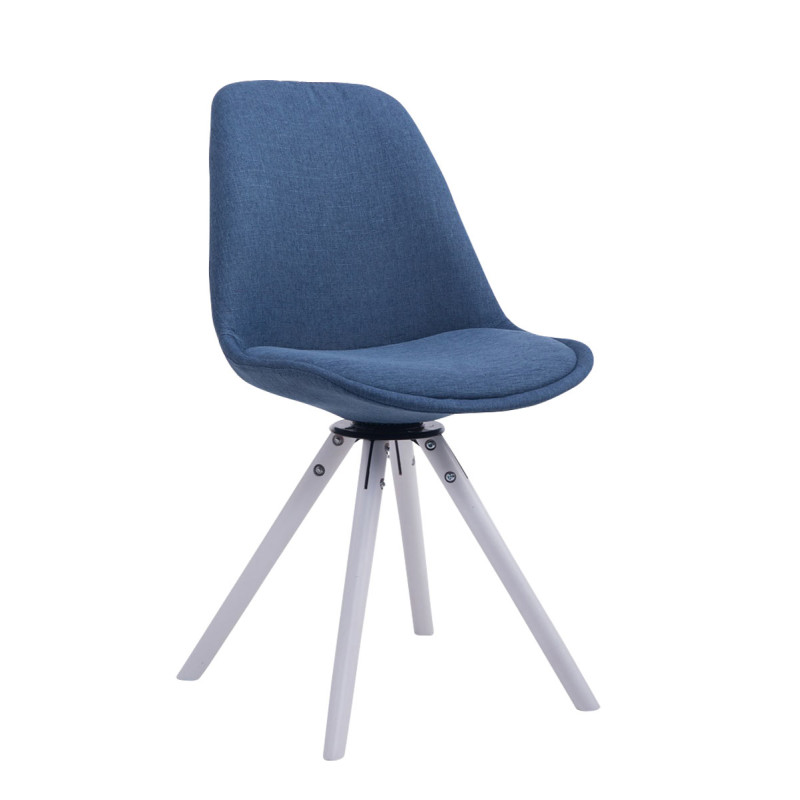 Chaise visiteur pivotante Troyes en tissu blanc, ronde bleue
