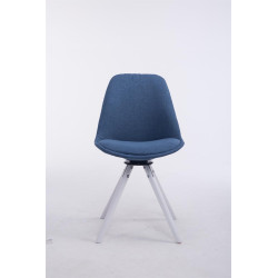 Chaise visiteur pivotante Troyes en tissu blanc, ronde bleue