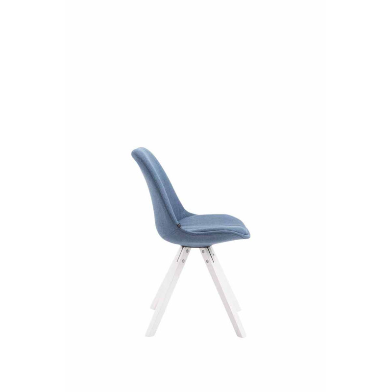 Chaise visiteur Toulouse en tissu carré blanc bleu