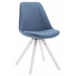 Chaise visiteur Toulouse en tissu carré blanc bleu