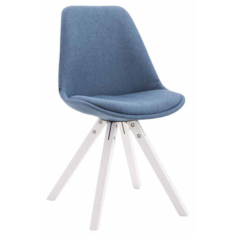 Chaise visiteur Toulouse en tissu carré blanc bleu
