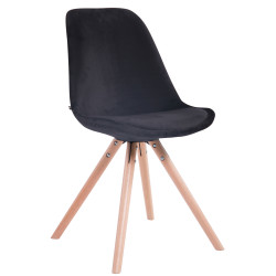Fauteuil visiteur Toulouse rond en velours noir naturel