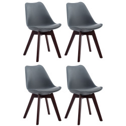 Ensemble de 4 chaises visiteurs Borneo V2 en similicuir gris noyer