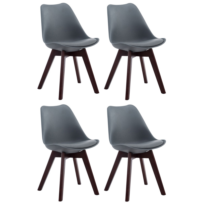 Ensemble de 4 chaises visiteurs Borneo V2 en similicuir gris noyer