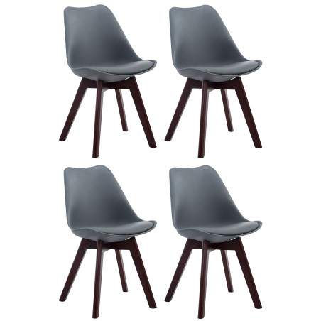 Ensemble de 4 chaises visiteurs Borneo V2 en similicuir gris noyer