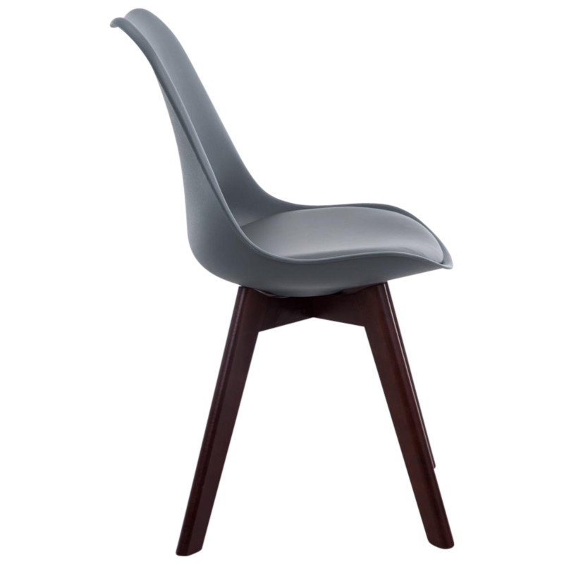 Ensemble de 4 chaises visiteurs Borneo V2 en similicuir gris noyer