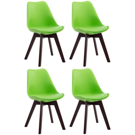 Ensemble de 4 chaises visiteurs Borneo V2 en similicuir vert noyer