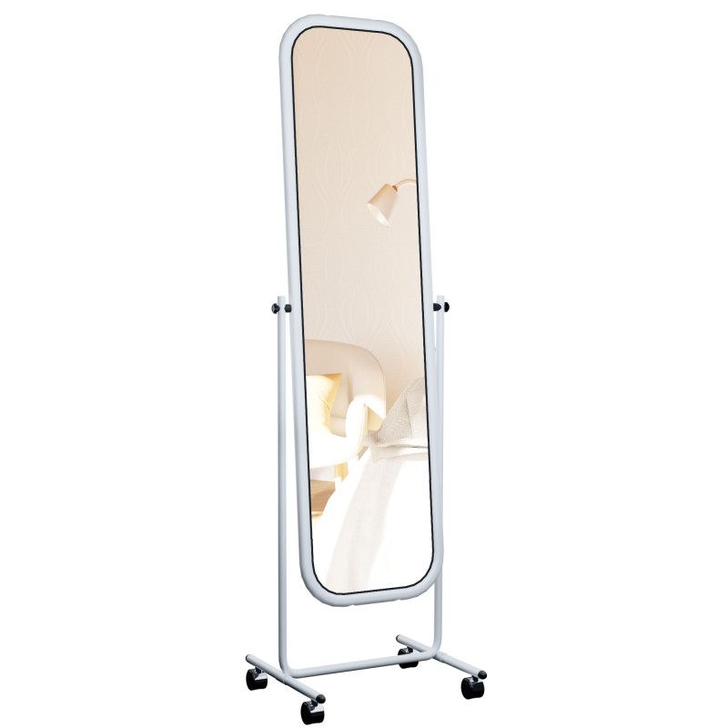 Miroir sur pied carré Medusa blanc