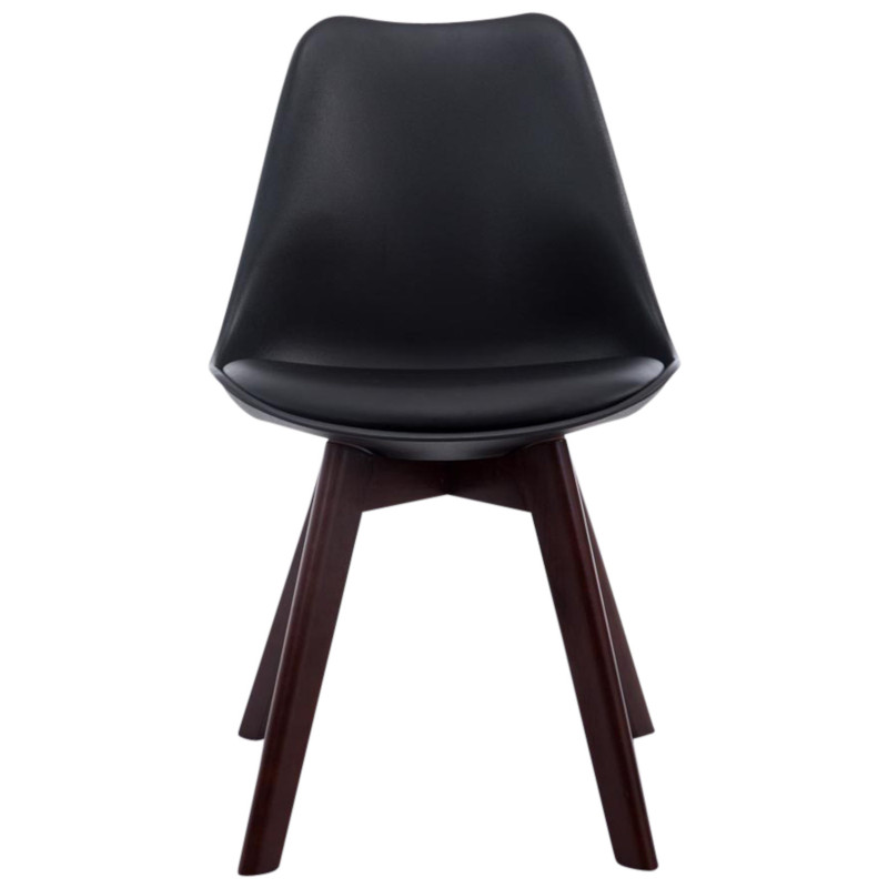 Ensemble de 4 chaises visiteurs Borneo V2 en similicuir noir noyer