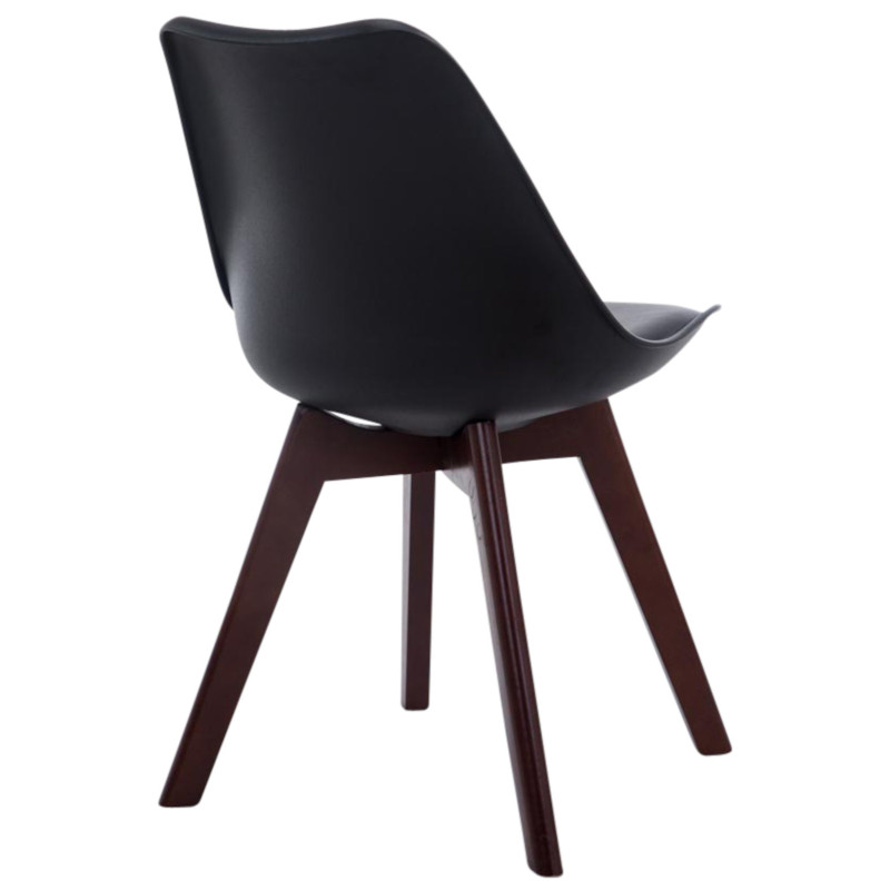 Ensemble de 4 chaises visiteurs Borneo V2 en similicuir noir noyer