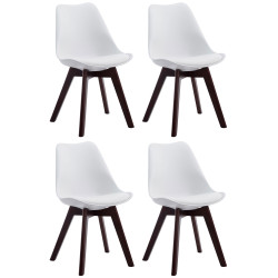 Ensemble de 4 chaises visiteurs Borneo V2 en similicuir blanc noyer