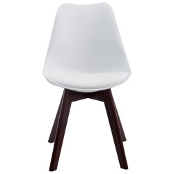 Ensemble de 4 chaises visiteurs Borneo V2 en similicuir blanc noyer