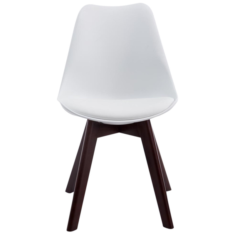 Ensemble de 4 chaises visiteurs Borneo V2 en similicuir blanc noyer