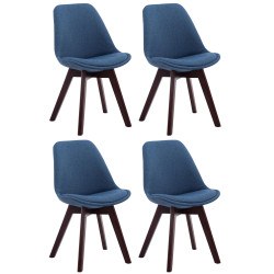 Ensemble de 4 chaises visiteurs Borneo V2 en tissu noyer bleu