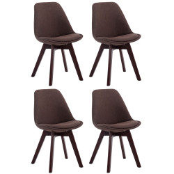 Ensemble de 4 chaises visiteurs Borneo V2 en tissu noyer marron