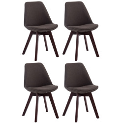 Ensemble de 4 chaises visiteurs Borneo V2 en tissu noyer gris foncé