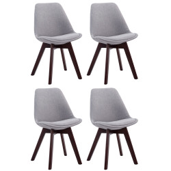 Ensemble de 4 chaises visiteurs Borneo V2 en tissu gris noyer