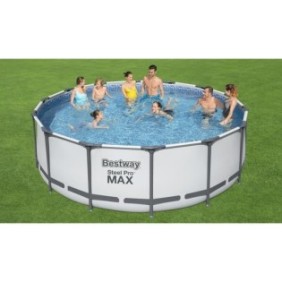 Kit Piscine hors sol tubulaire BESTWAY Steel Pro Max™ - 427 x 122 cm - Ronde (Avec un filtre a cartouche, une bвche et une échel