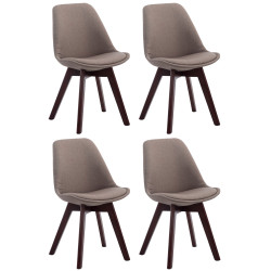 Ensemble de 4 chaises visiteurs Borneo V2 en tissu noyer taupe
