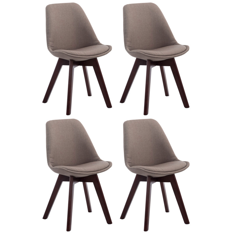 Ensemble de 4 chaises visiteurs Borneo V2 en tissu noyer taupe