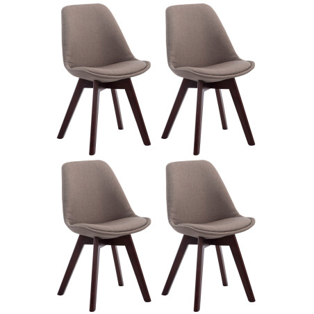 Ensemble de 4 chaises visiteurs Borneo V2 en tissu noyer taupe