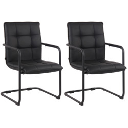 Lot de 2 chaises visiteurs Gandia, similicuir, noires