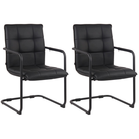 Lot de 2 chaises visiteurs Gandia, similicuir, noires