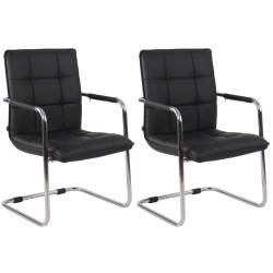 Ensemble de 2 chaises visiteurs Gandia, similicuir, chrome et noir