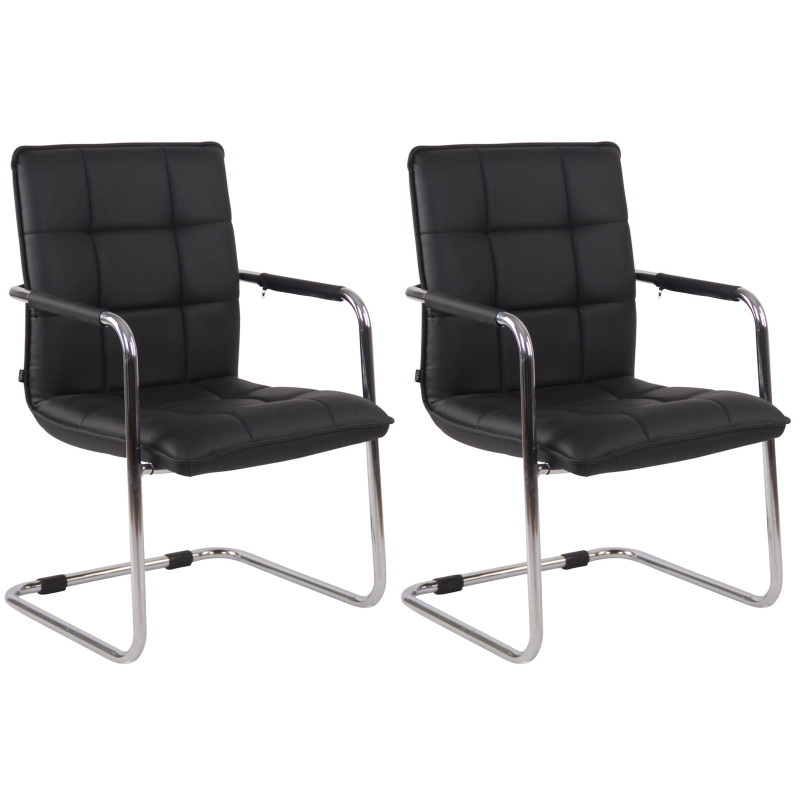 Ensemble de 2 chaises visiteurs Gandia, similicuir, chrome et noir