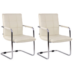Ensemble de 2 chaises visiteurs Gandia, similicuir, chrome et crème